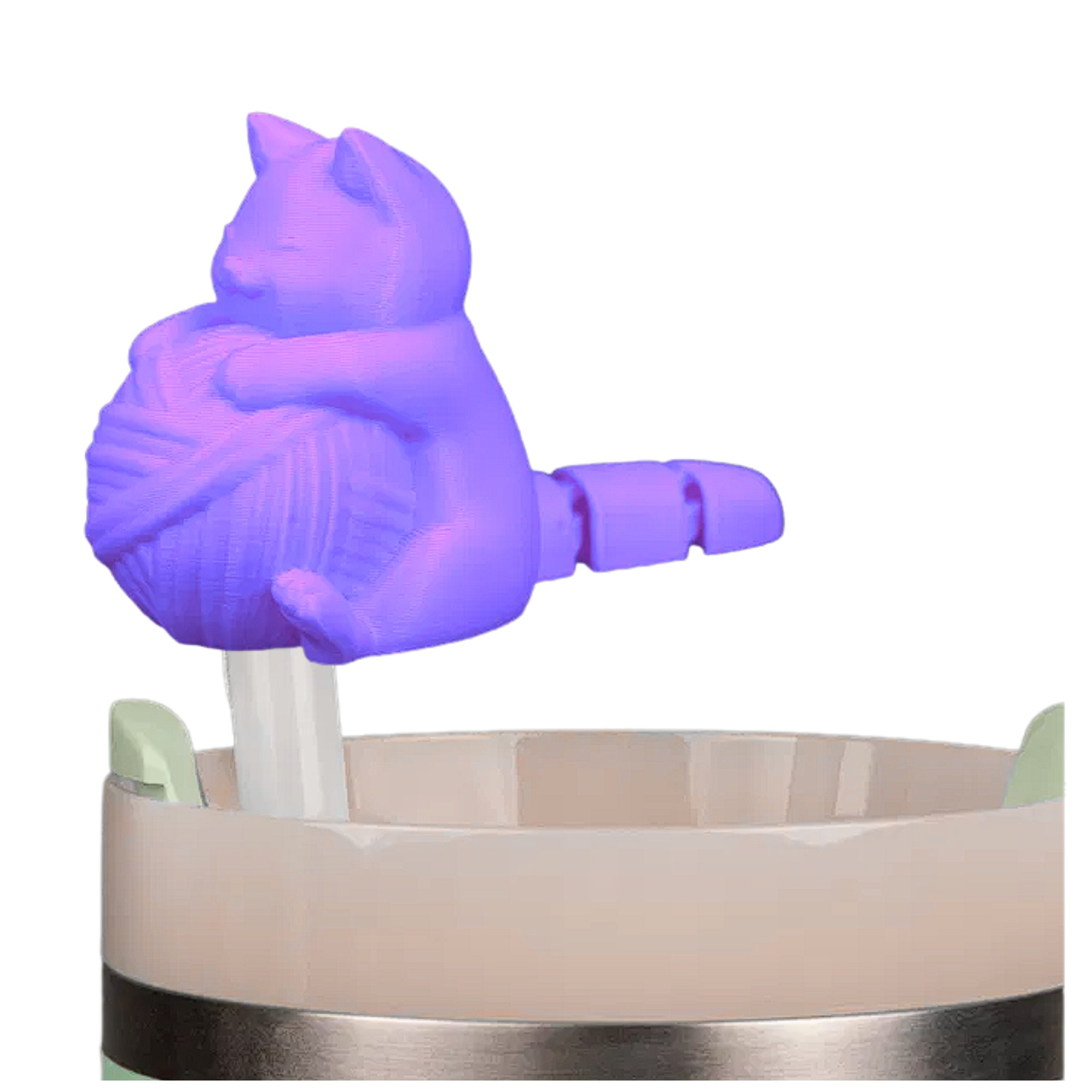 3-Pack Straw Toppers + Cup Charms Set – Cute 3D Printed Animals – Random Colors – Fits Stanley/Yeti Straws