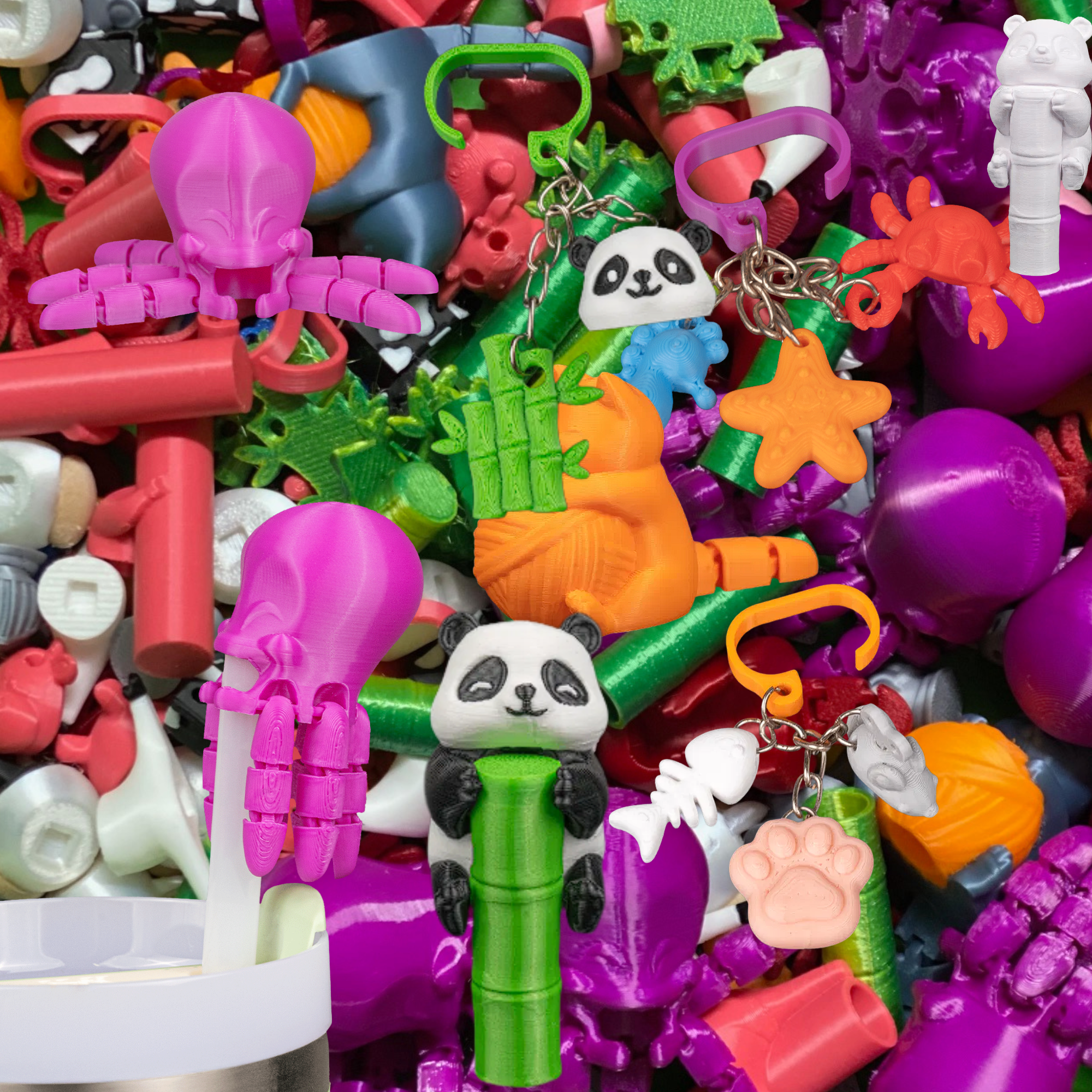 3-Pack Straw Toppers + Cup Charms Set – Cute 3D Printed Animals – Random Colors – Fits Stanley/Yeti Straws