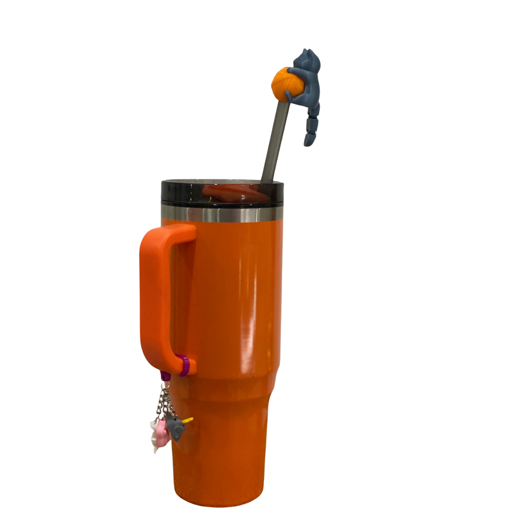 3-Pack Straw Toppers + Cup Charms Set – Cute 3D Printed Animals – Random Colors – Fits Stanley/Yeti Straws