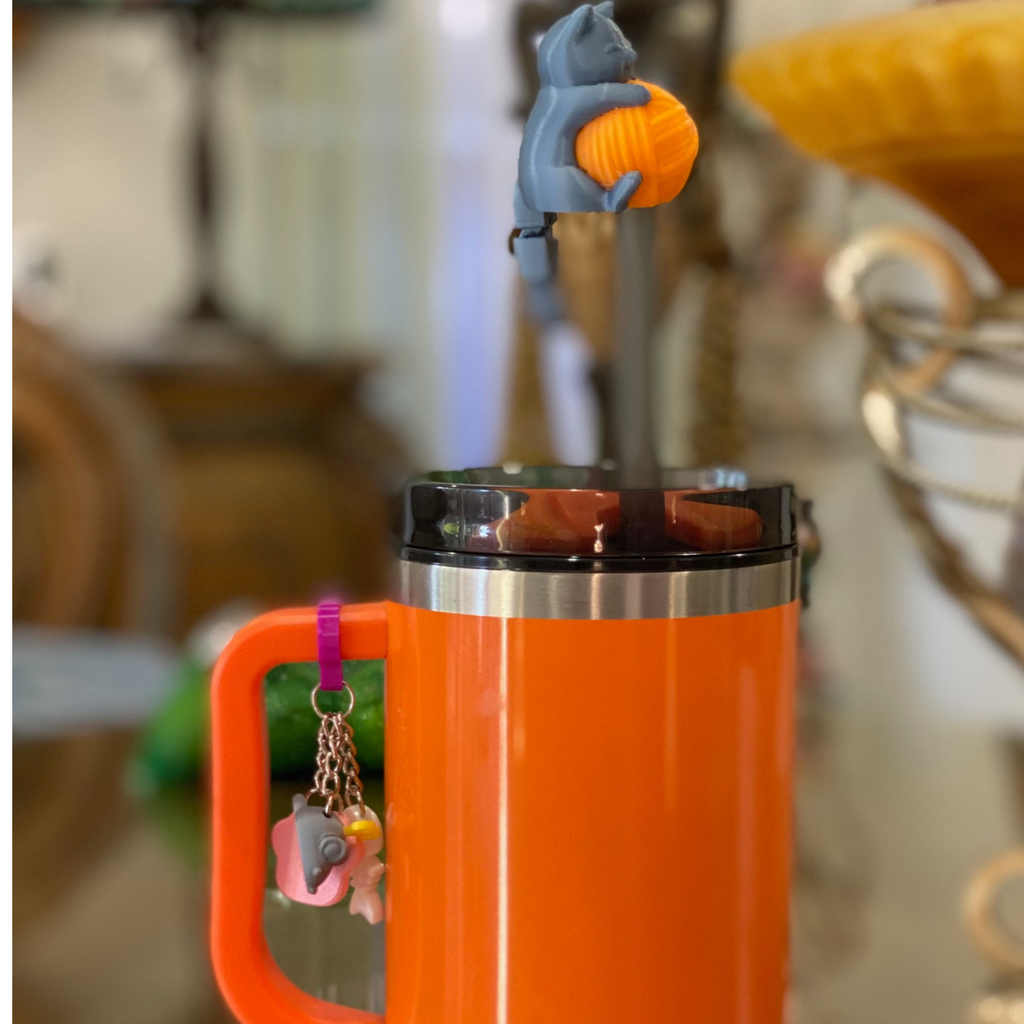 3-Pack Straw Toppers + Cup Charms Set – Cute 3D Printed Animals – Random Colors – Fits Stanley/Yeti Straws