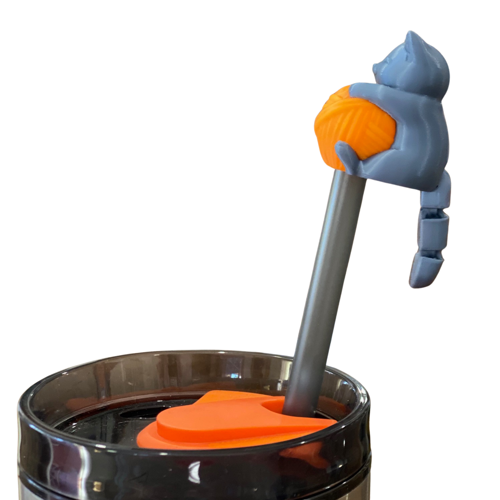 3-Pack Straw Toppers + Cup Charms Set – Cute 3D Printed Animals – Random Colors – Fits Stanley/Yeti Straws