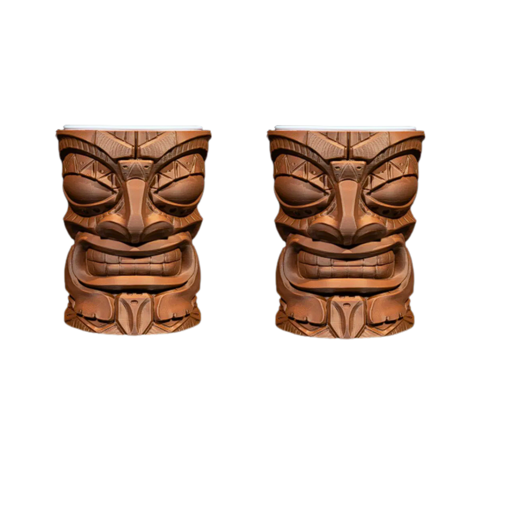 2 Pack Tiki Mug Holder for Party Cups – 3D Printed Tiki Drink Cup Holder Decor