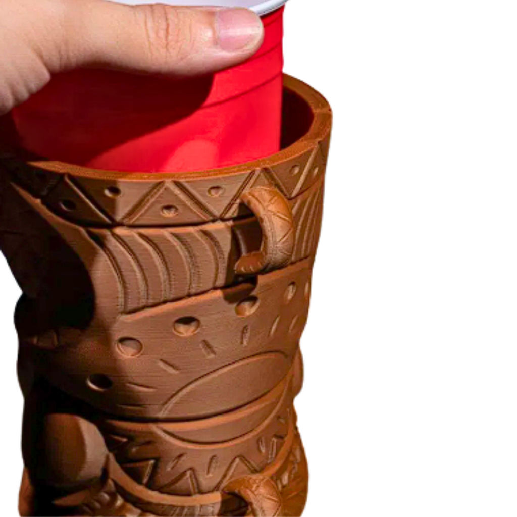2 Pack Tiki Mug Holder for Party Cups – 3D Printed Tiki Drink Cup Holder Decor