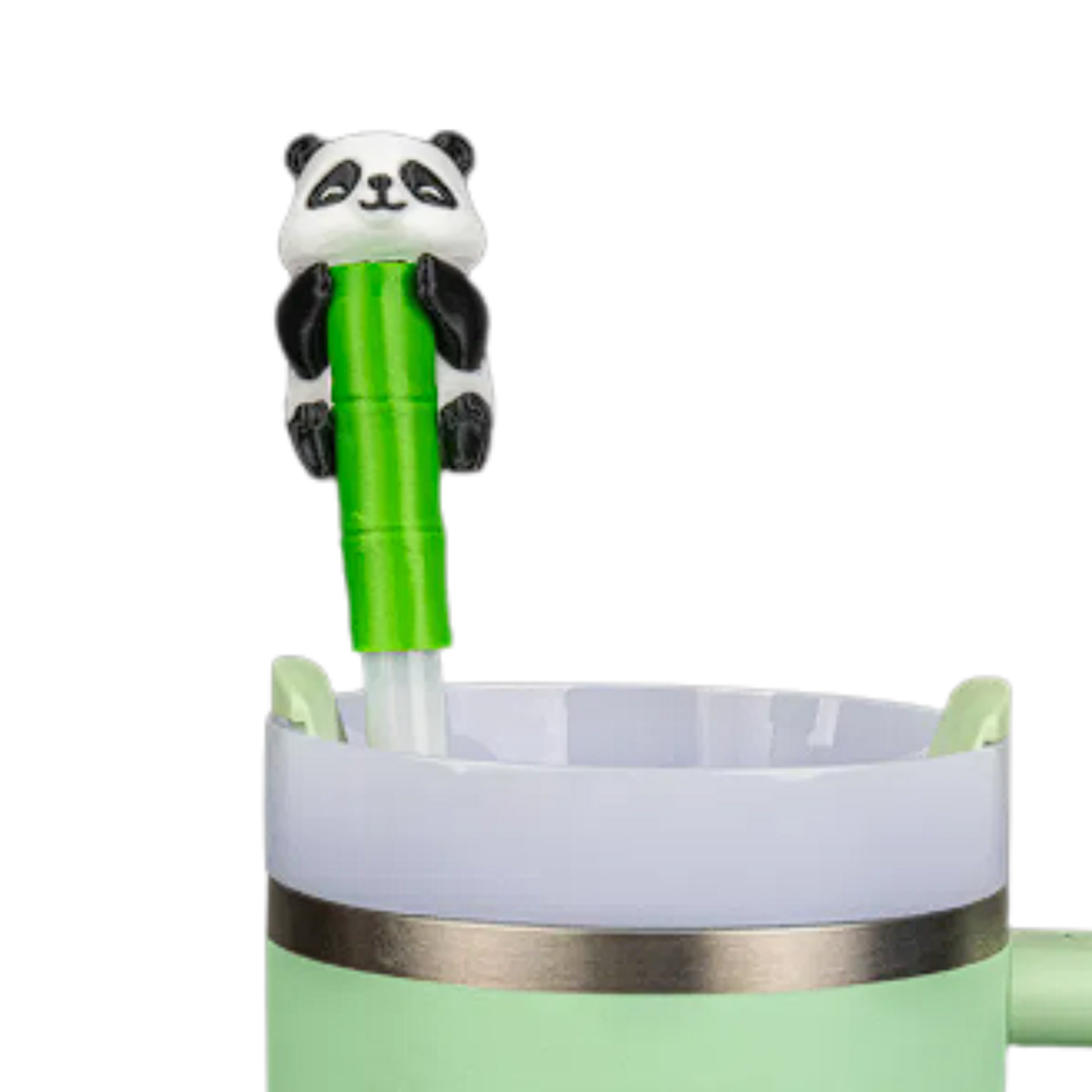 2 Pack Panda Straw Topper – Reusable Straw Cover Caps – Cute Cup Accessory