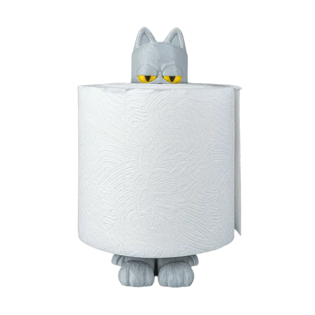 Cute Cat Toilet Paper Holder – 3D Printed Bathroom Decor – Funny Tissue Roll Stand