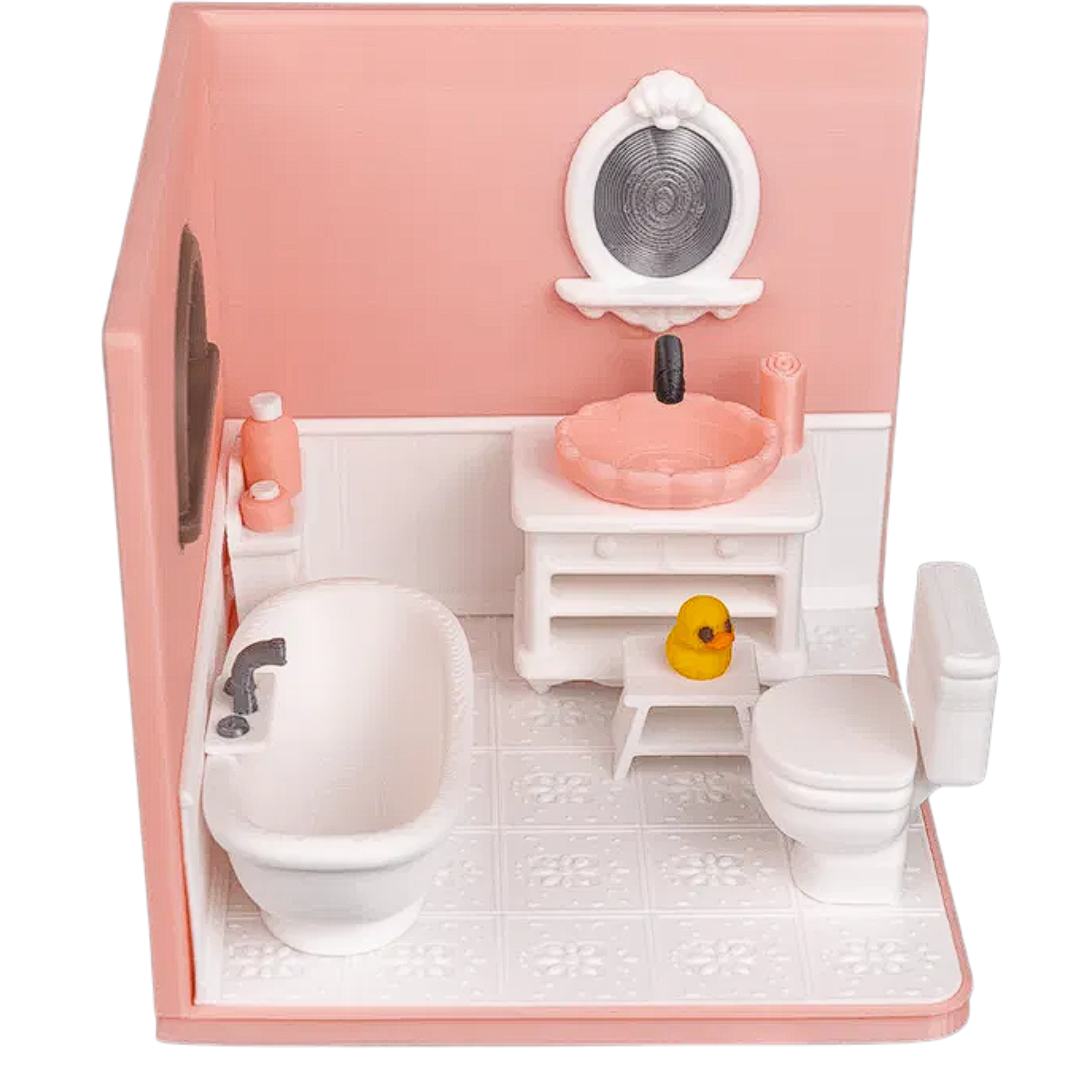Mini Bathroom Room Diorama – Tiny Bathroom Scene – Decorative Miniature for Desk & Shelf