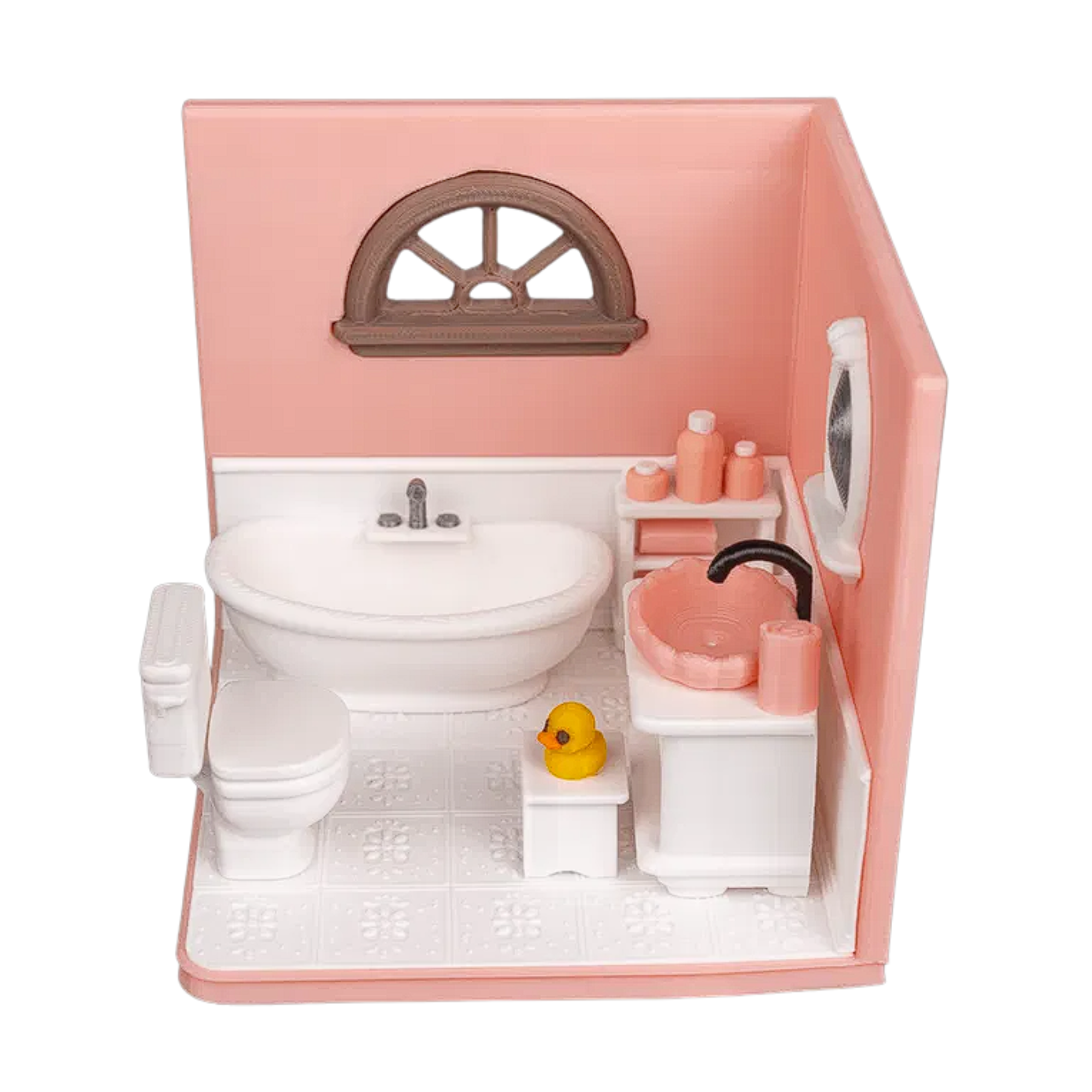 Mini Bathroom Room Diorama – Tiny Bathroom Scene – Decorative Miniature for Desk & Shelf