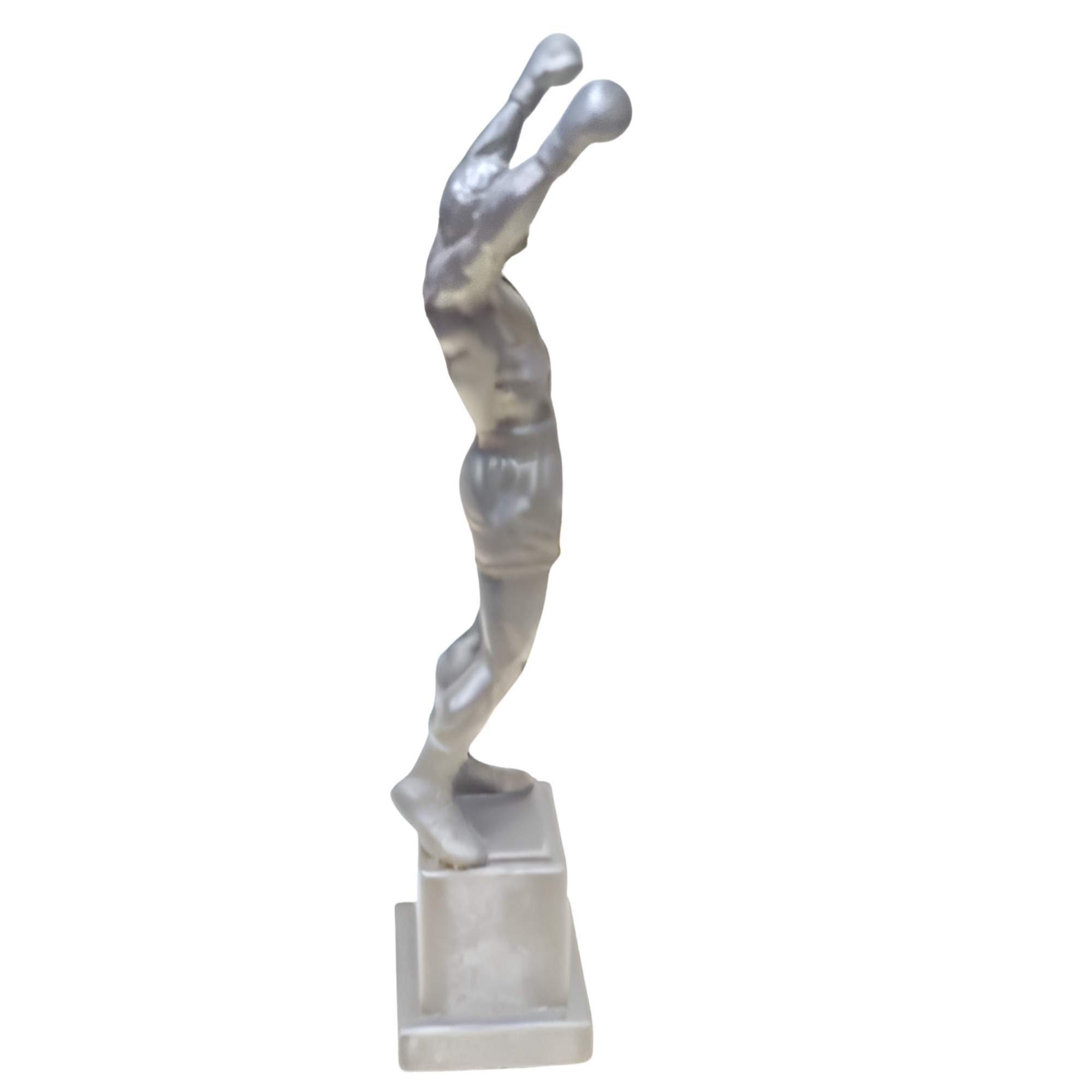 3D Printed Boxing Champion Statue 6 Inch – White Resin Sports Trophy Decor – Victory Pose Figure