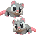 2 Pack Cute 3D Printed Mouse Figurines – Desk Decor Mini Animal Statues – Gray & Pink – Random Colors