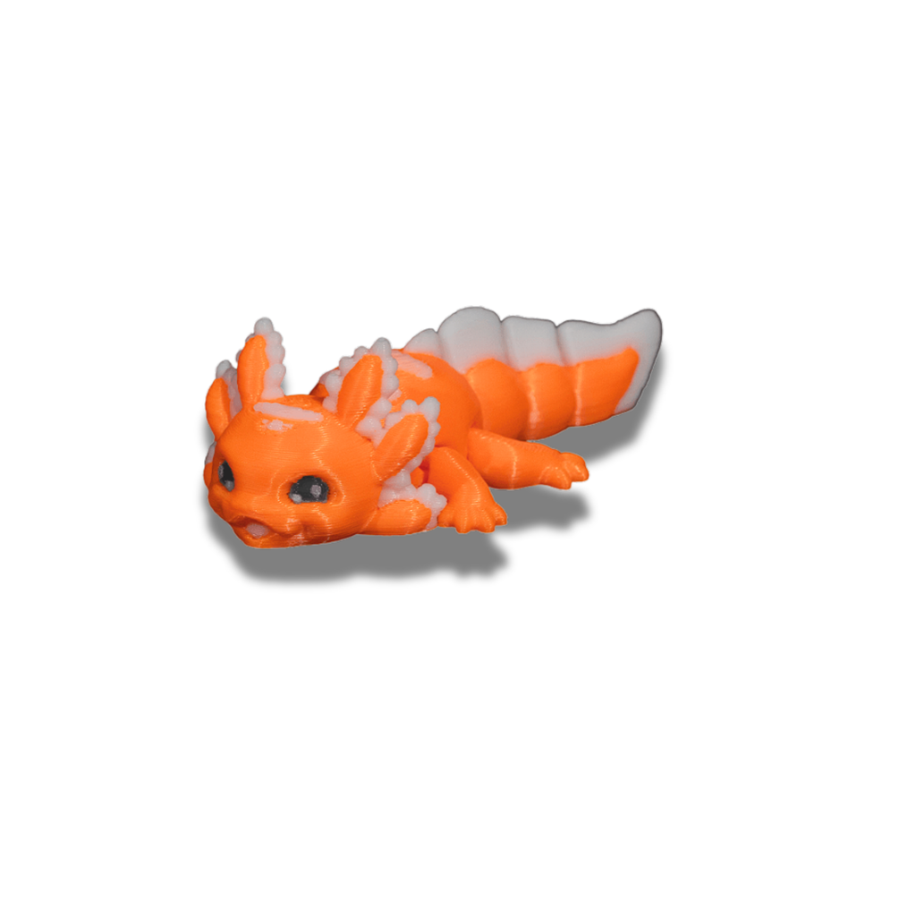 3D Printed Axolotl Figurine – Mini Articulated Desk Decor Set of 9 – Random Colors