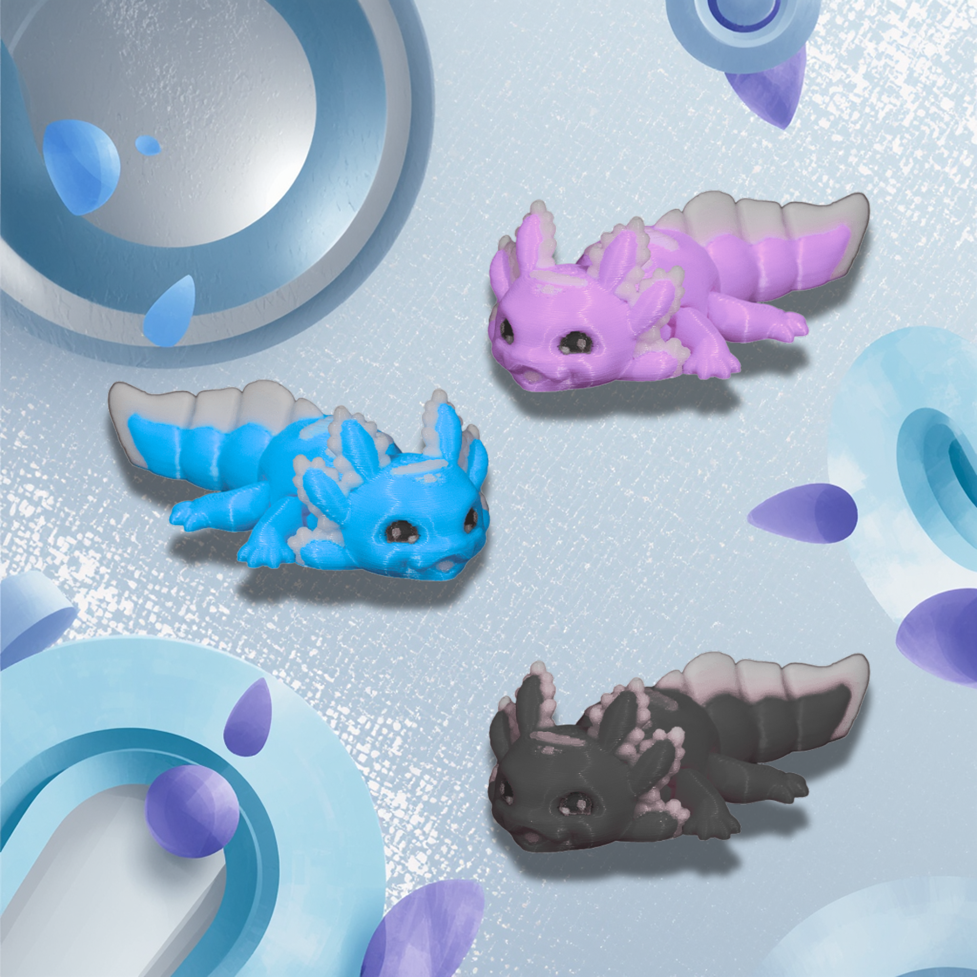 3D Printed Figurine Set (12 pcs) – Desk Decor – Solid Color