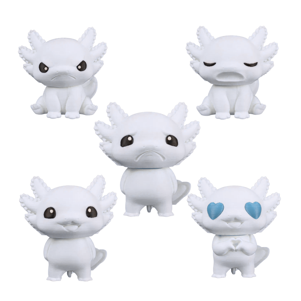BuildInk™ DIY Axolotl Figure Kit – Interchangeable Heads & Bodies – 3D Printed Collectible Toy – Paintable Model