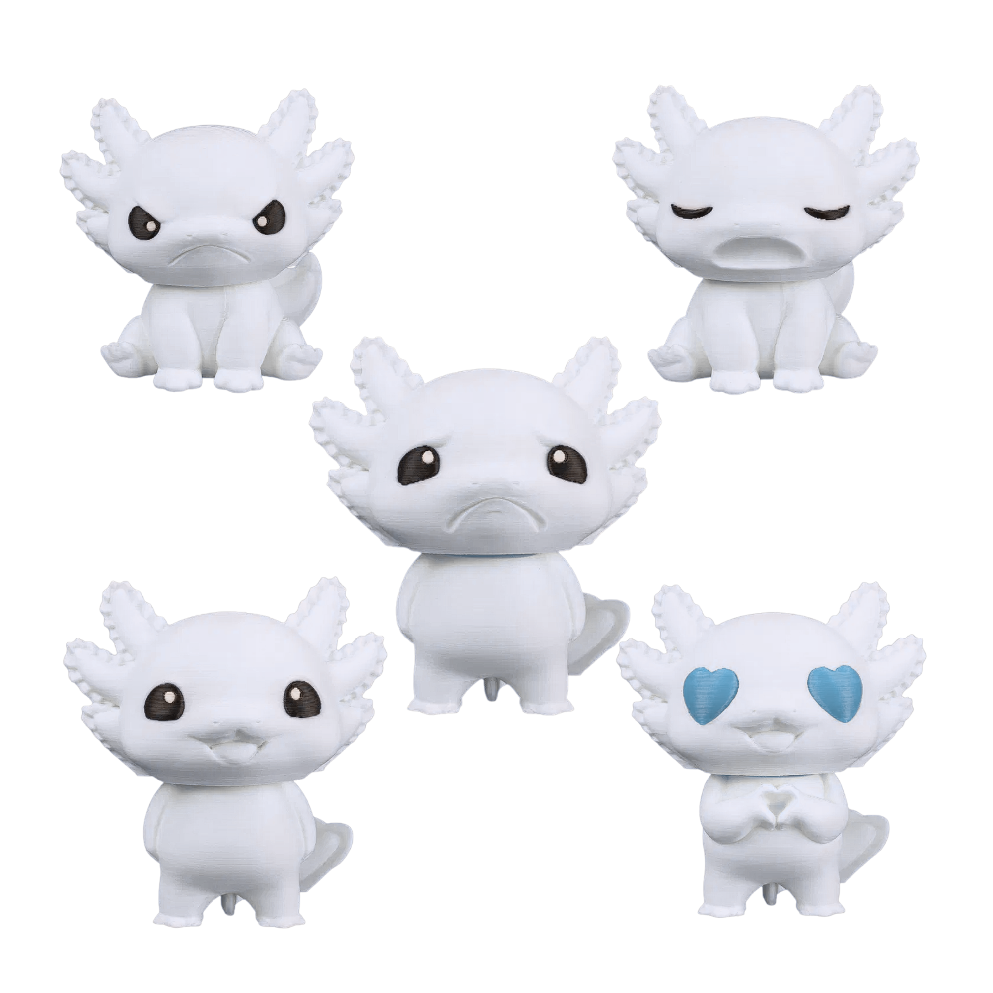 BuildInk™ DIY Axolotl Figure Kit – Interchangeable Heads & Bodies – 3D Printed Collectible Toy – Paintable Model