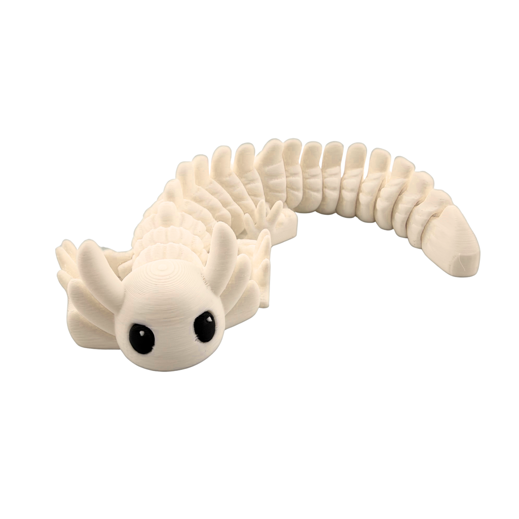 BuildInk Articulated Axolotl White 8 Inch 3D Printed Flexible Figure