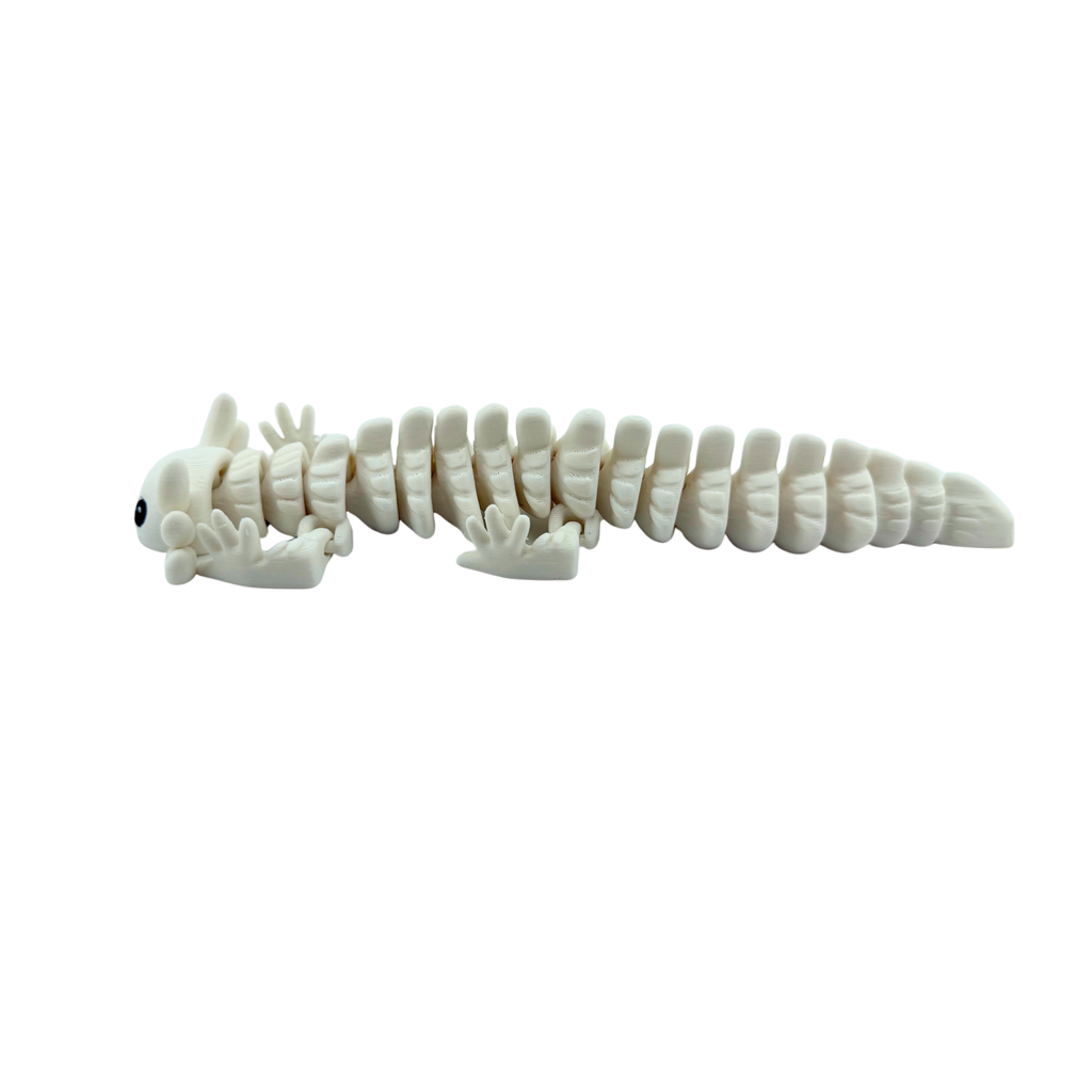 BuildInk Articulated Axolotl White 8 Inch 3D Printed Flexible Figure