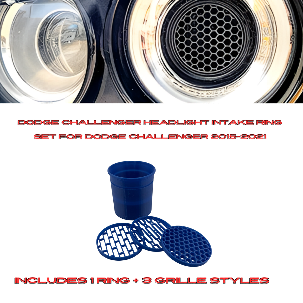 Dodge Challenger Headlight Intake Ring + 3 Grille Inserts 2015-2021