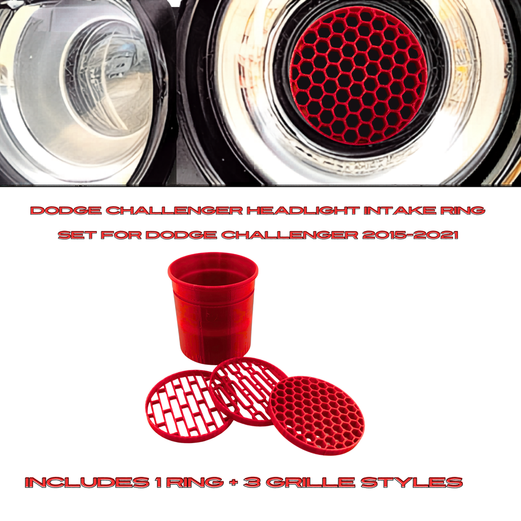 Dodge Challenger Headlight Intake Ring + 3 Grille Inserts 2015-2021