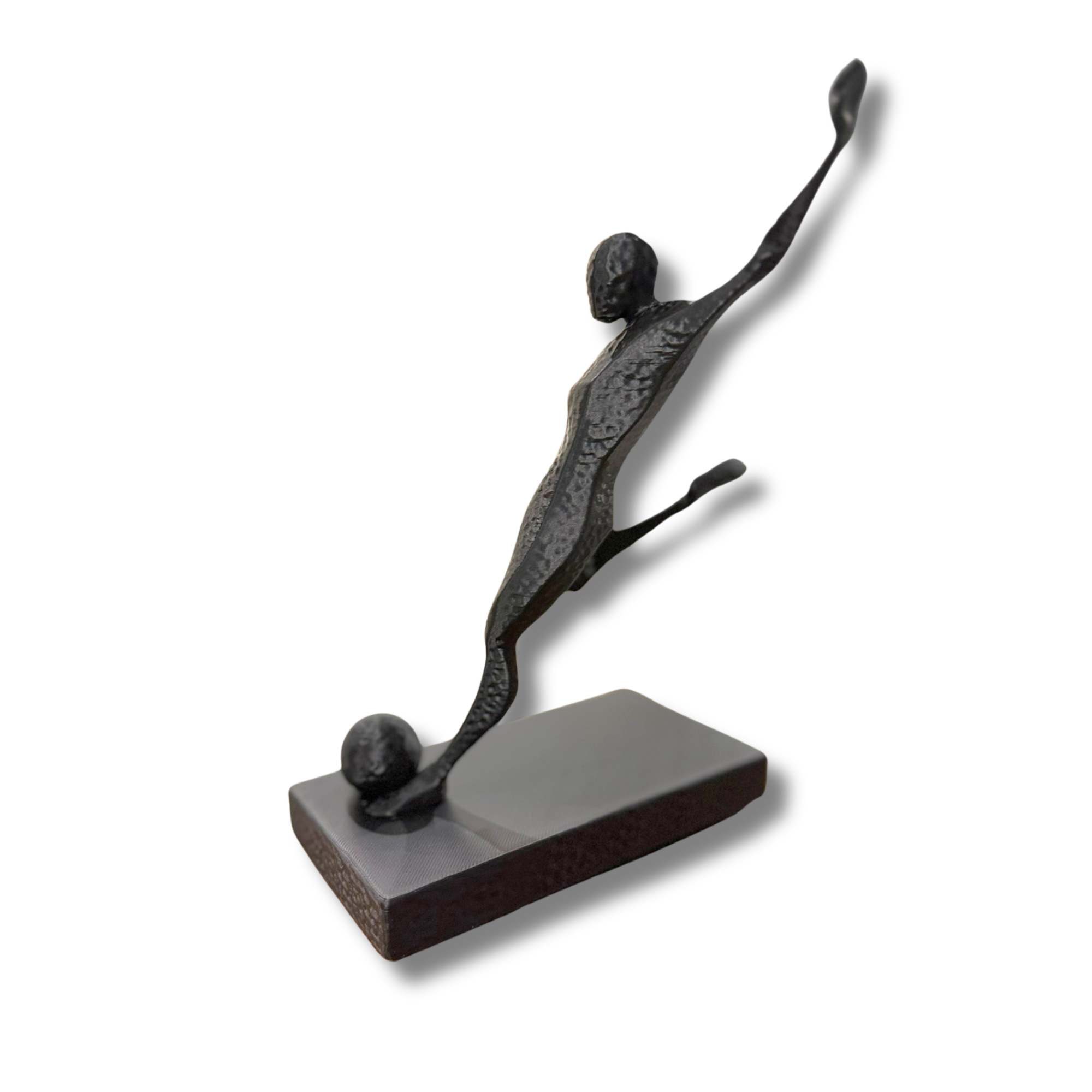 Abstract Soccer Player Statue Modern Football Desk Decor 3D Printed Black Art