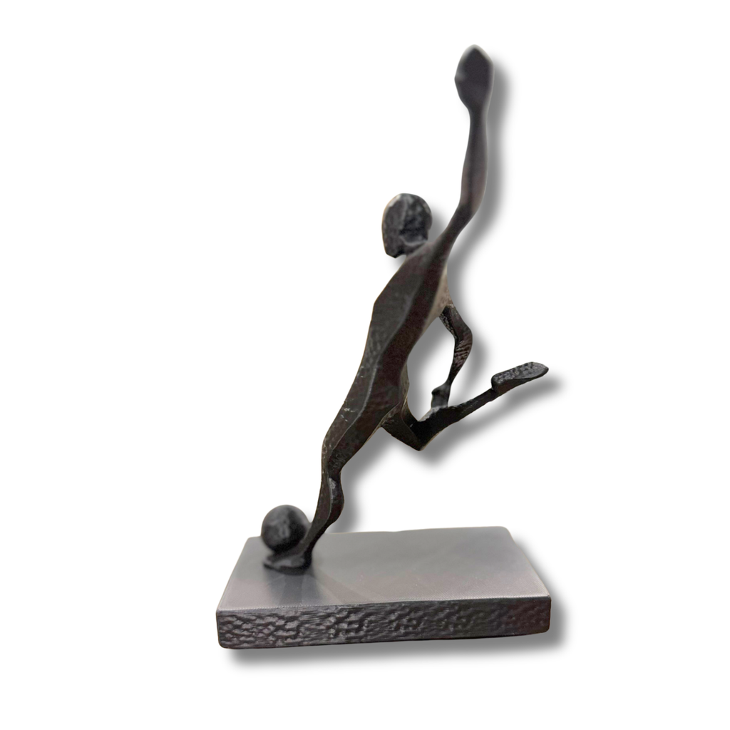 Abstract Soccer Player Statue Modern Football Desk Decor 3D Printed Black Art