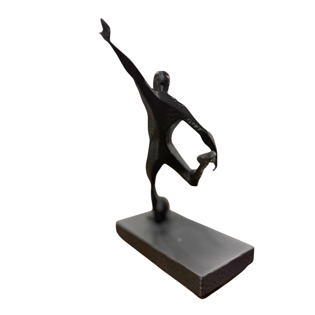 Abstract Soccer Player Statue Modern Football Desk Decor 3D Printed Black Art