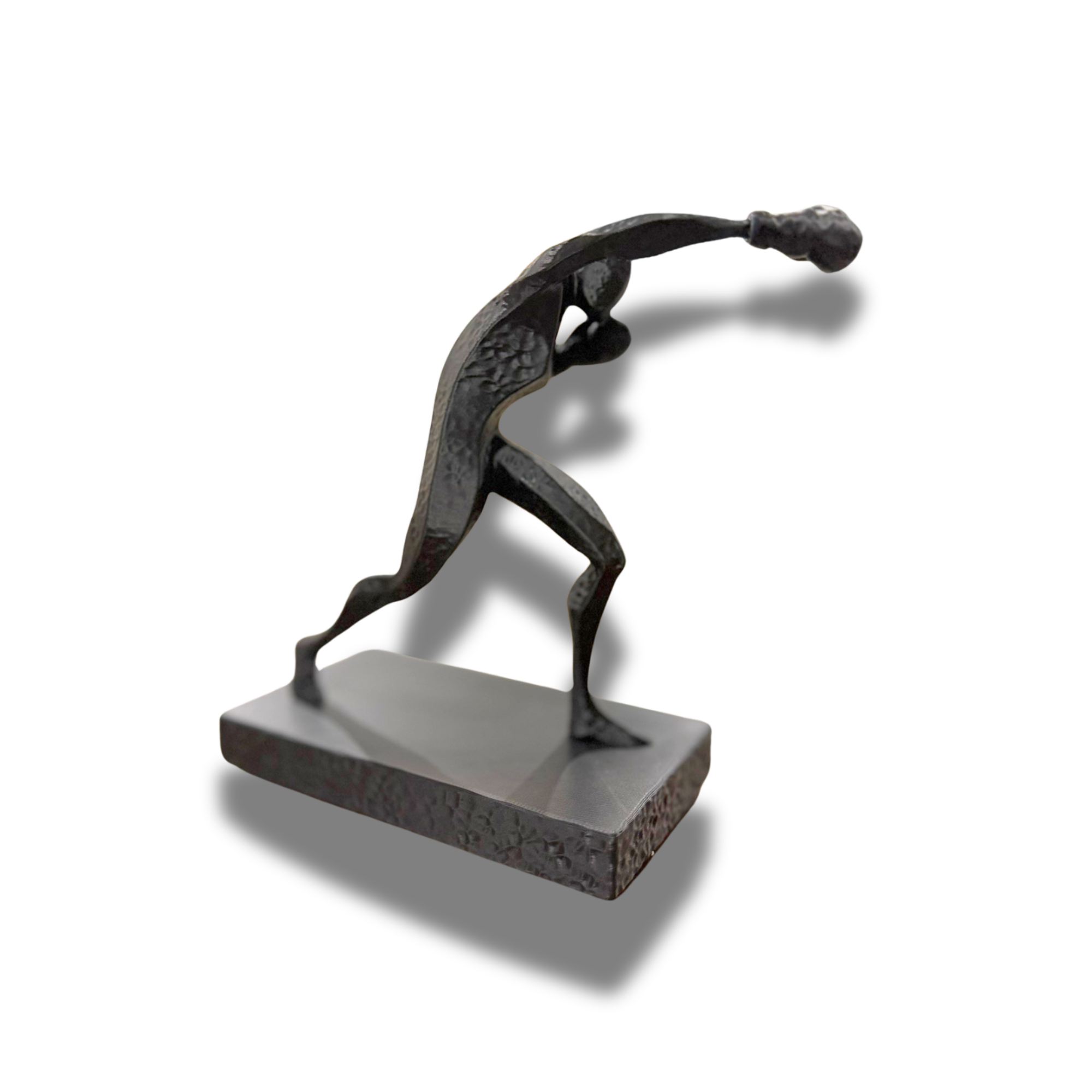 BuildInk™ Abstract Boxer Figurine, Modern Boxing Sculpture for Home and Office Decor, 3D Printed Tabletop Display Statue, Black