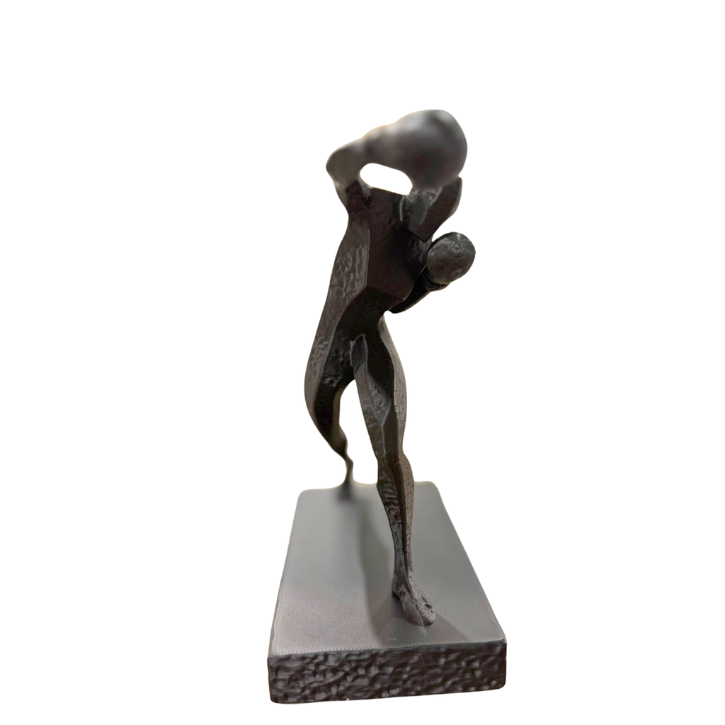 BuildInk™ Abstract Boxer Figurine, Modern Boxing Sculpture for Home and Office Decor, 3D Printed Tabletop Display Statue, Black