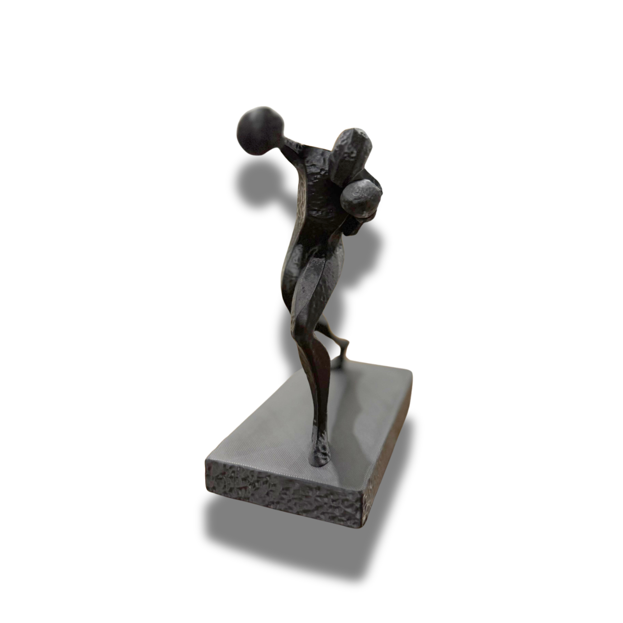 BuildInk™ Abstract Boxer Figurine, Modern Boxing Sculpture for Home and Office Decor, 3D Printed Tabletop Display Statue, Black