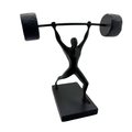 Weightlifter Silhouette Statue Matte Black Barbell Figurine Gym Decor Trophy