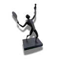 Tennis Player Silhouette Statue – Matte Black Racket Figurine Decor / Trophy