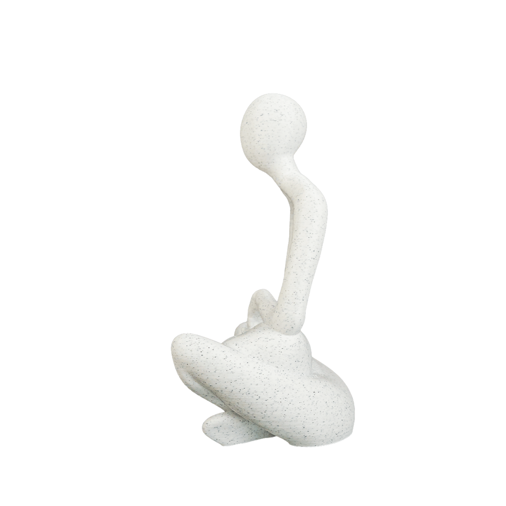 BuildInk™ Abstract Woman with Cat Sculpture | Modern Minimalist Home Decor | PLA | White/Bone Finish | 6.5