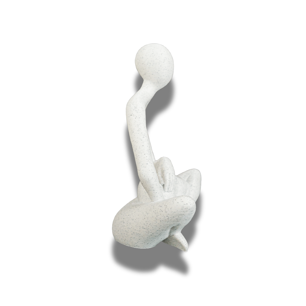 BuildInk™ Abstract Woman with Cat Sculpture | Modern Minimalist Home Decor | PLA | White/Bone Finish | 6.5