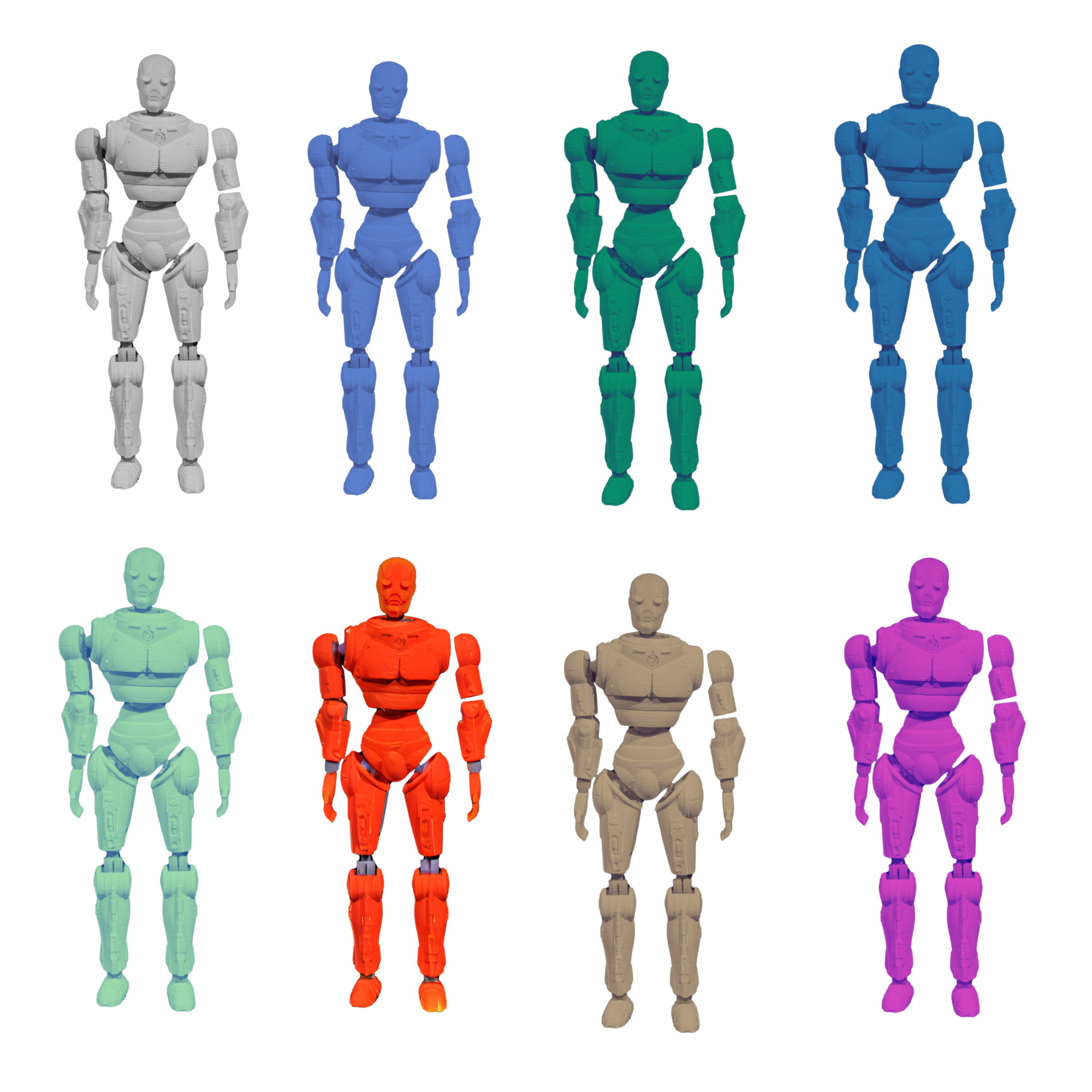 3D Printed Articulated Robot Figures – Set of 2 (PLA) | Mystery Colors!