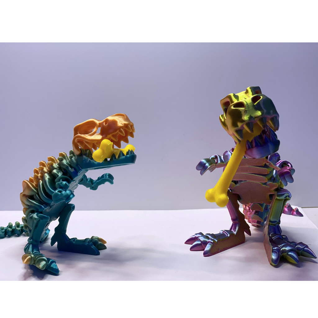 3D Printed Articulated T-Rex Skeleton – 10" & 8" – Multicolor or Solid Options