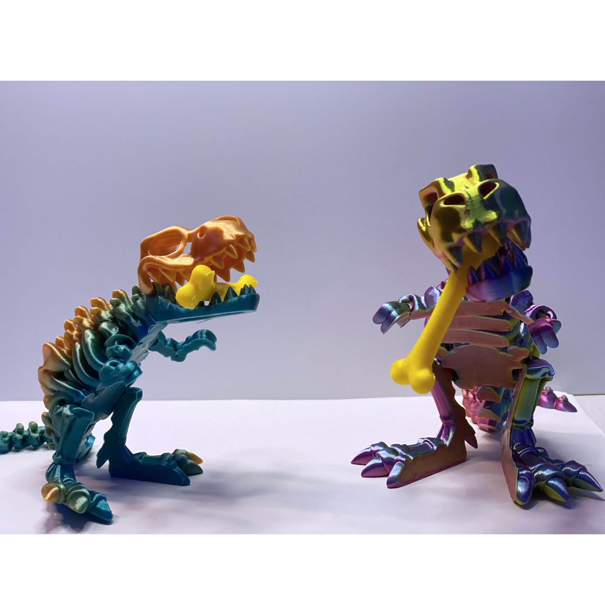 3D Printed Articulated T-Rex Skeleton – 10" & 8" – Multicolor or Solid Options