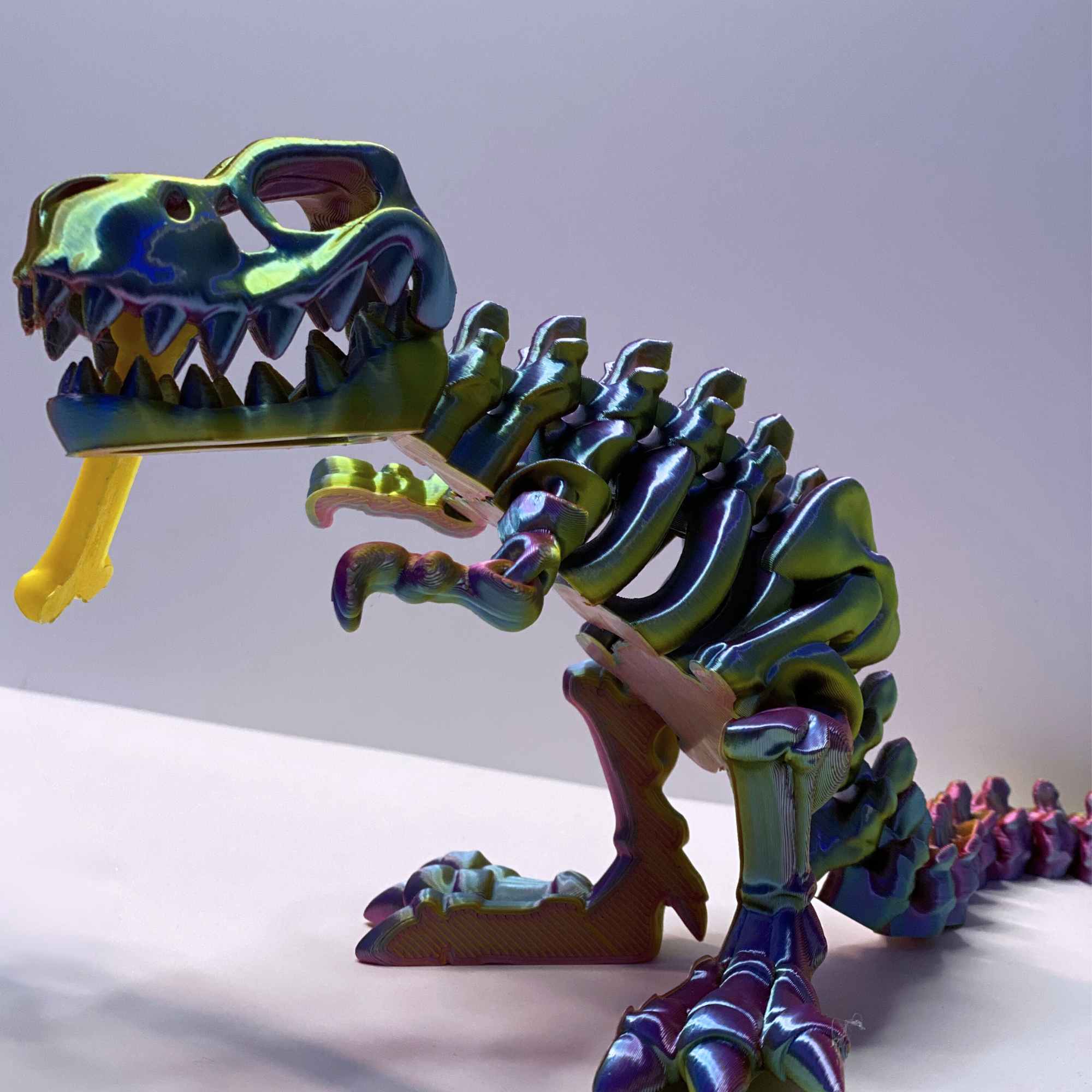3D Printed Articulated T-Rex Skeleton – 10" & 8" – Multicolor or Solid Options