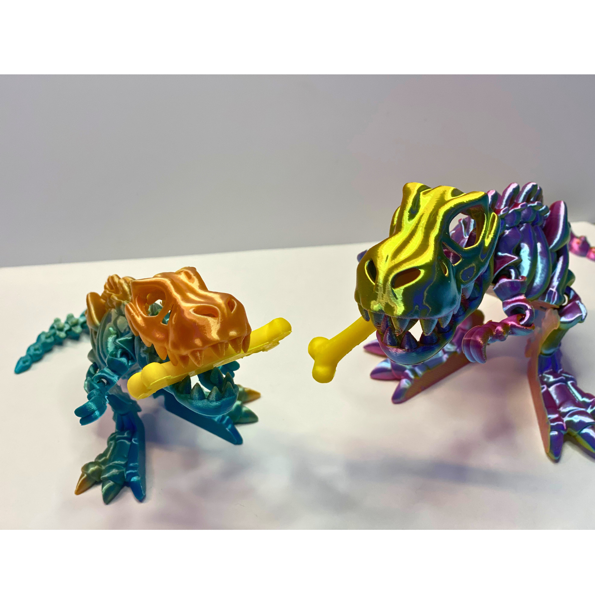 3D Printed Articulated T-Rex Skeleton – 10" & 8" – Multicolor or Solid Options