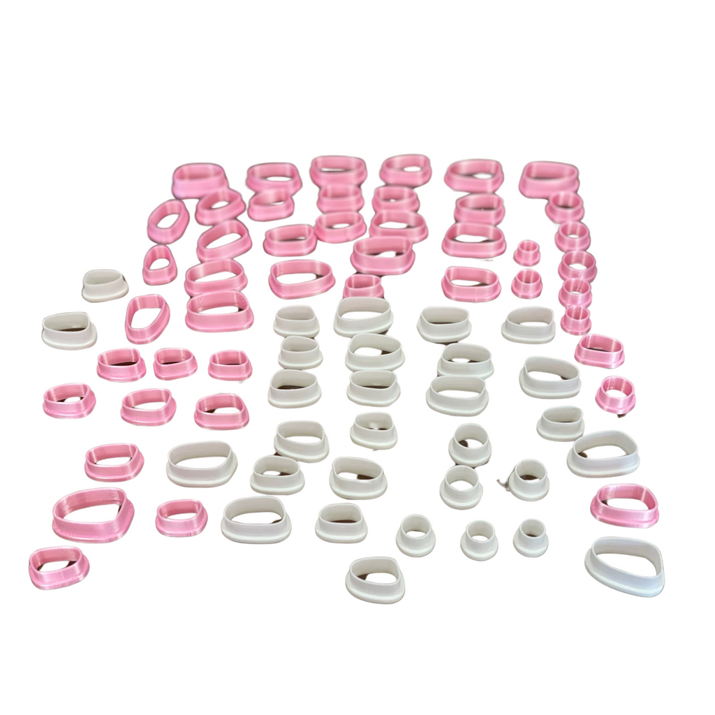 Pebble Drop Clay Cutter – 80 Piece Polymer Clay Cutter Set – Organic Shape Cutters – Pink & White – Jewelry & DIY Tools
