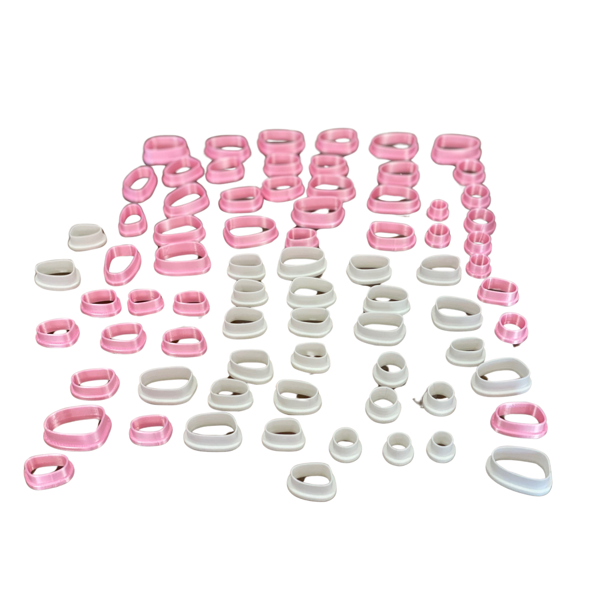 Pebble Drop Clay Cutter – 80 Piece Polymer Clay Cutter Set – Organic Shape Cutters – Pink & White – Jewelry & DIY Tools