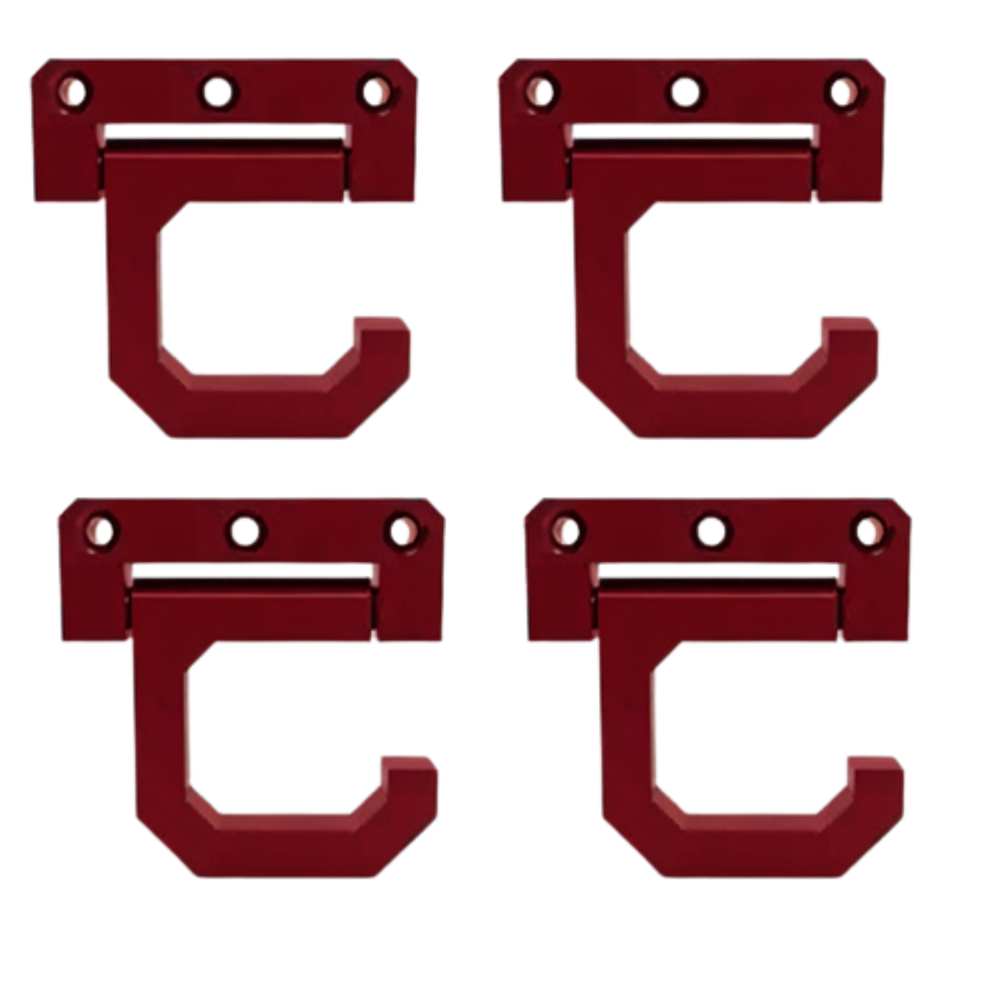 Wall-Mounted Fishing Rod Holders - 3D Printed PETG Red 4-Pack