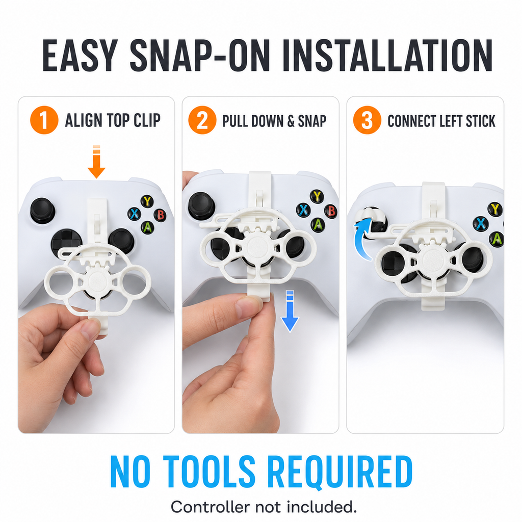 Mini Steering Wheel Attachment for Xbox Controller – 3D Printed Clip-On Racing Simulator Add-On – Compatible with Xbox Series X|S