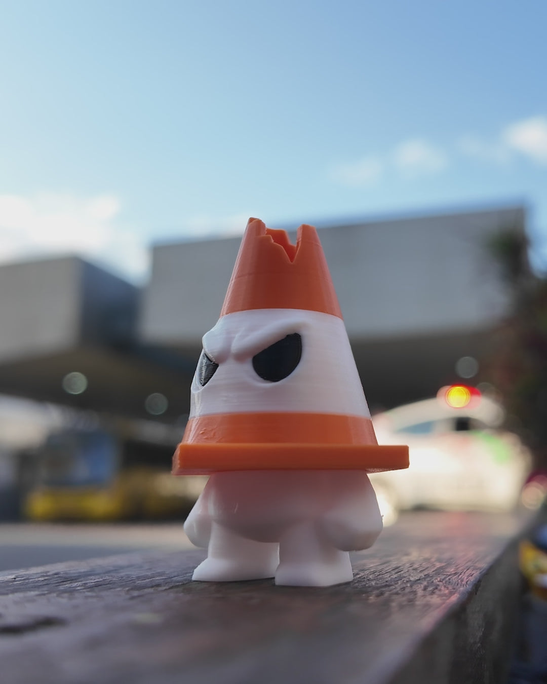 ⚠️ 3D Printed Designer Toy: Angry Traffic Cone Figure 🚧