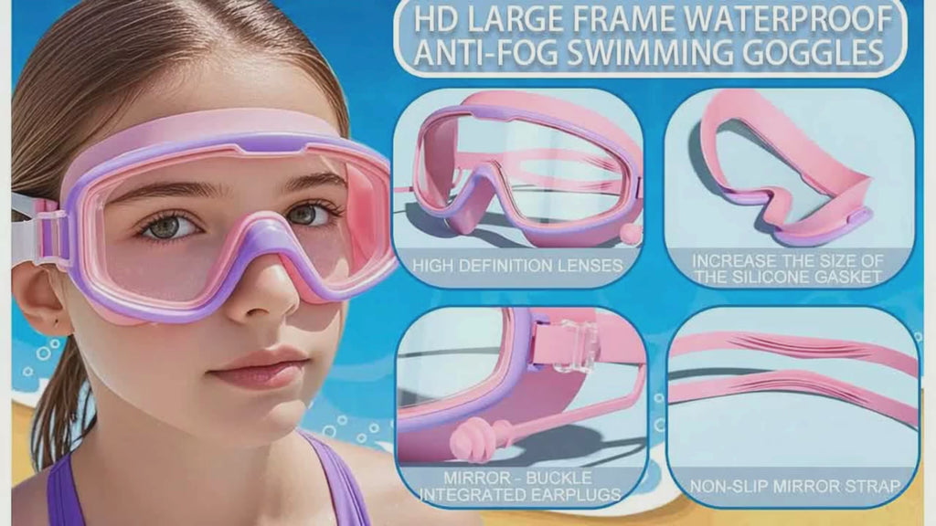 Swimming Goggles – Purple with Pink Frame